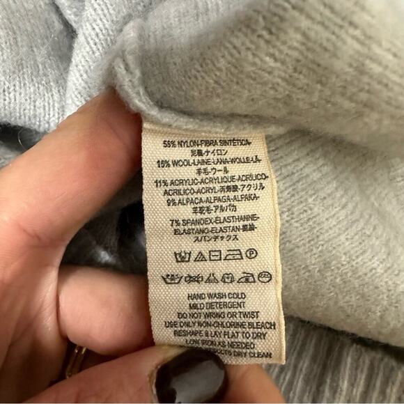 Free People Wool Blend Mock Funnel Neck Drop Sleeve Sweater in Gray Size XS - Picture 6 of 7